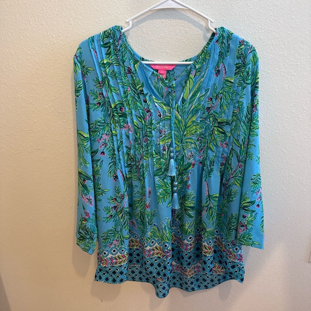 Lilly Pulitzer Tropical Blue and Green Blouse